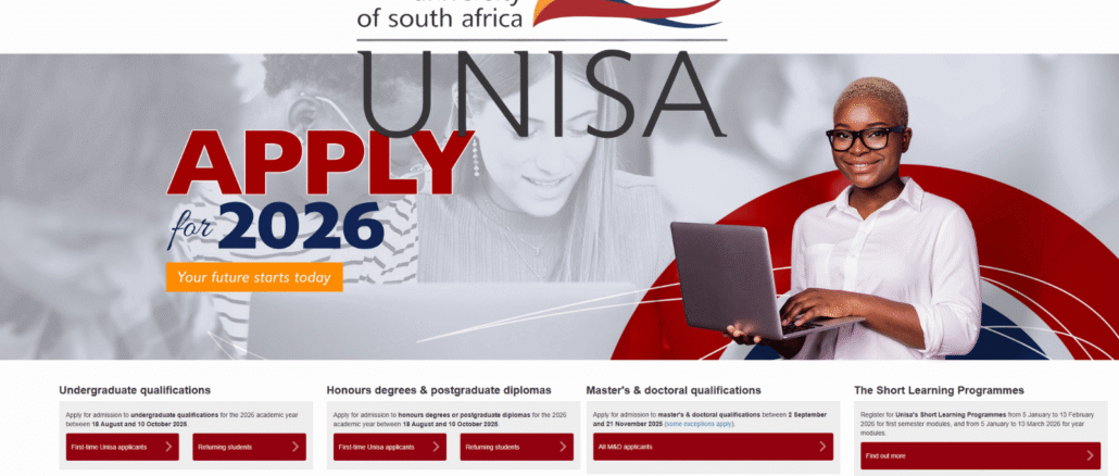 UNISA 2026 application open – Apply for admission online