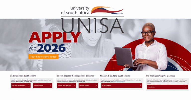 UNISA 2026 application open – Apply for admission online